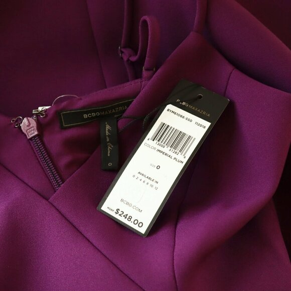 BCBGMaxazria BCBG Imperial Plum Micaila Asymmetrical Cocktail Dress NEW NWT 0 - Picture 7 of 7